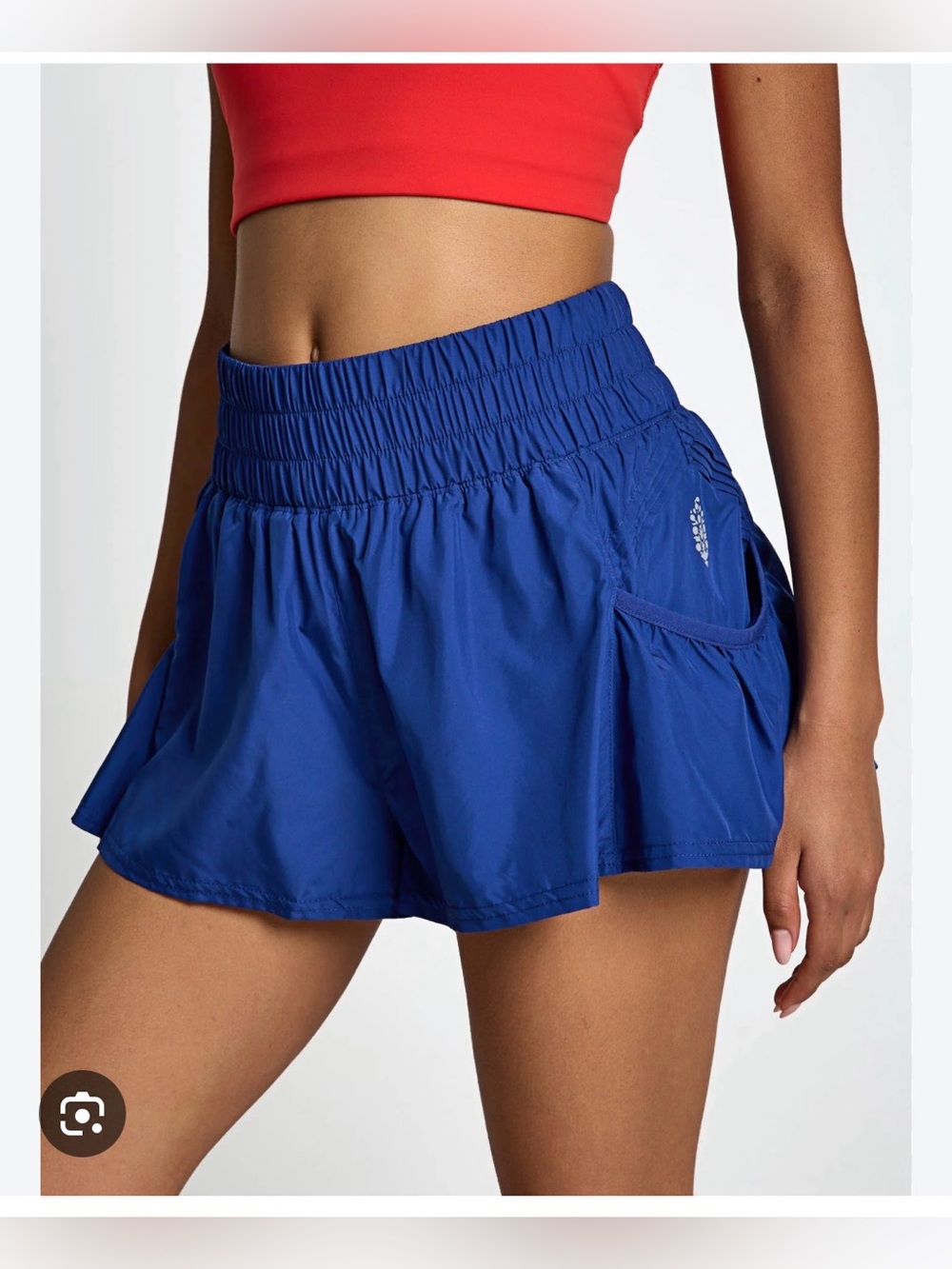 FP Movement Free People Get Your Flirt On Shorts Mid Atlantic Blue Small workout